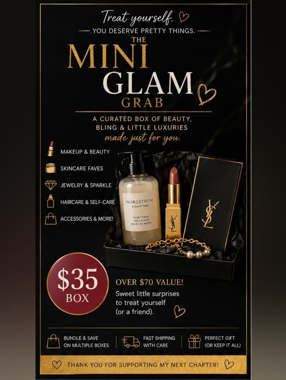 Mini Glam Gift Box - Black & Gold